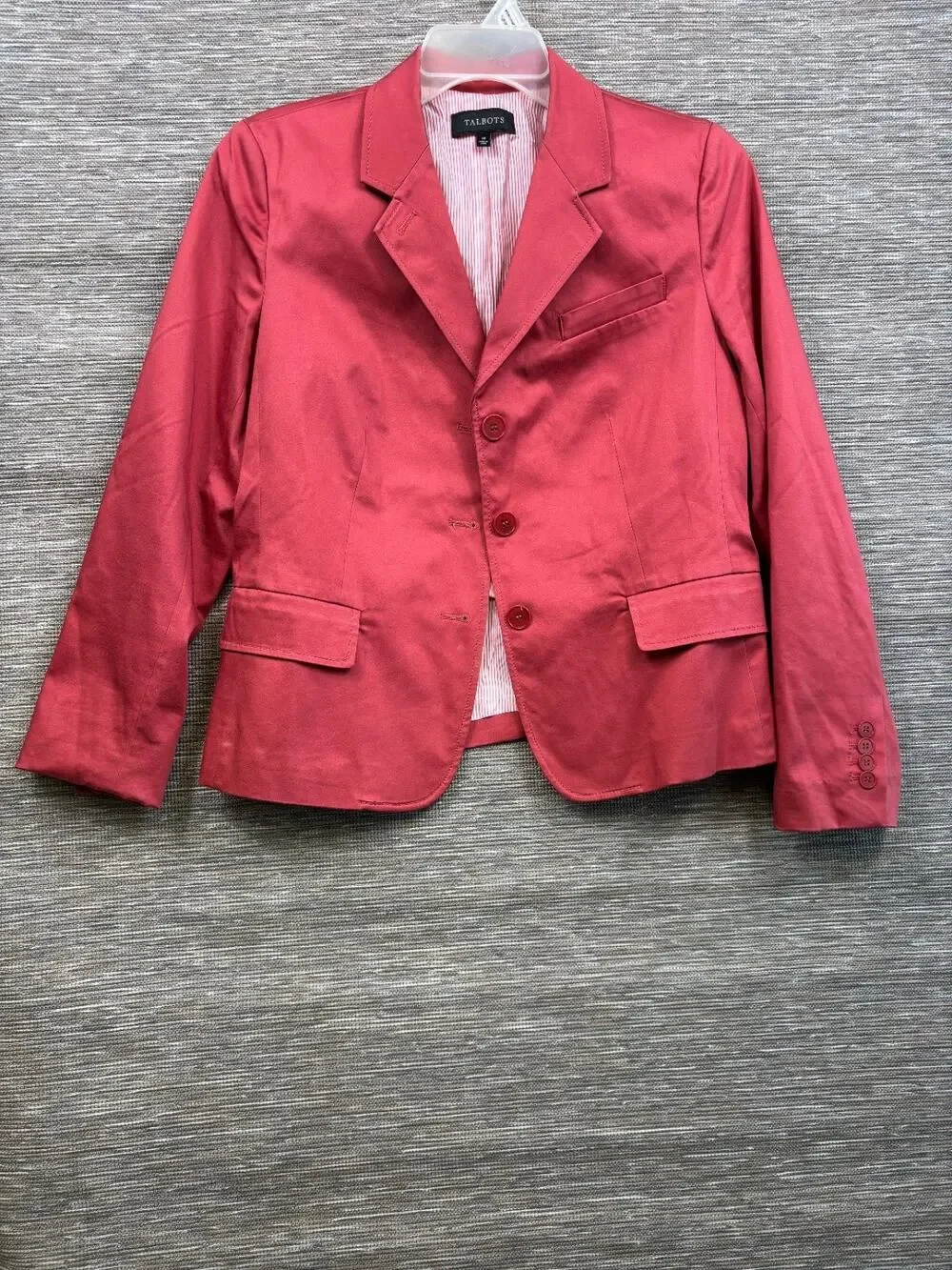 Talbots Blazer Jacket Womens Size 14 Peach Three Button Closure Stretch Lined